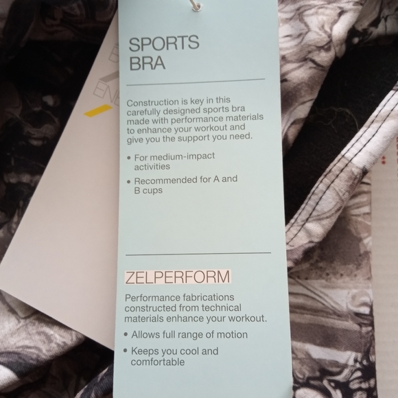 Zella NWT Woman's Gray Marble Sports Athletic Bra Top - Picture 6 of 7